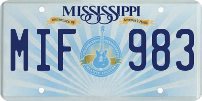 MS license plate MIF983