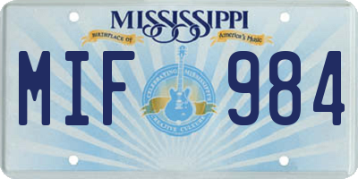 MS license plate MIF984