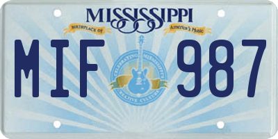 MS license plate MIF987