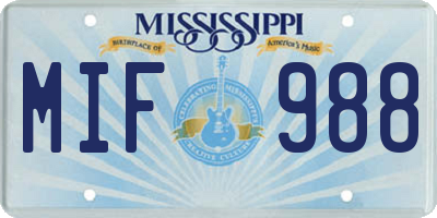 MS license plate MIF988