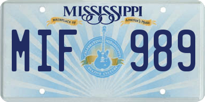 MS license plate MIF989