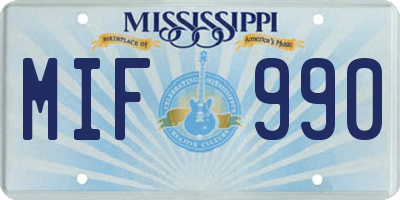 MS license plate MIF990