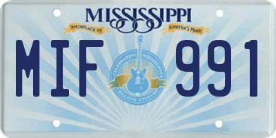 MS license plate MIF991