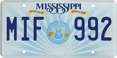 MS license plate MIF992