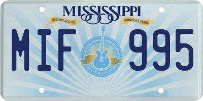 MS license plate MIF995