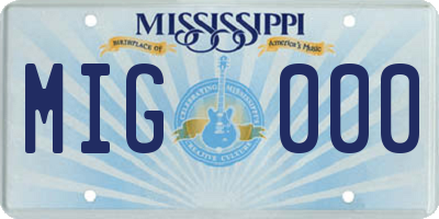 MS license plate MIG000