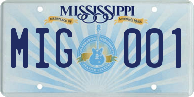 MS license plate MIG001