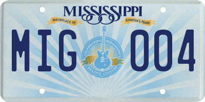 MS license plate MIG004