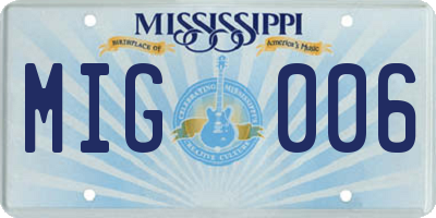 MS license plate MIG006