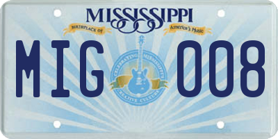 MS license plate MIG008