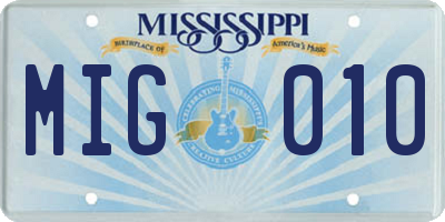 MS license plate MIG010