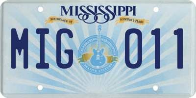 MS license plate MIG011