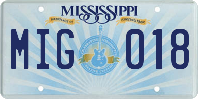 MS license plate MIG018
