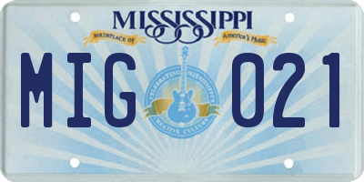 MS license plate MIG021
