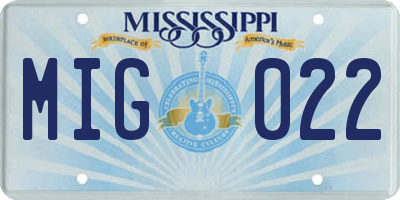 MS license plate MIG022