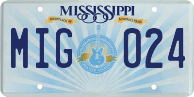 MS license plate MIG024