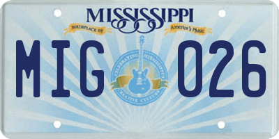 MS license plate MIG026