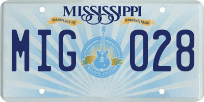 MS license plate MIG028