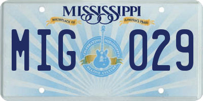 MS license plate MIG029