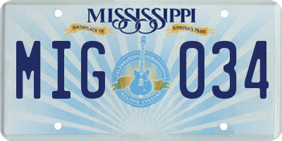 MS license plate MIG034