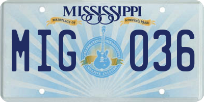 MS license plate MIG036