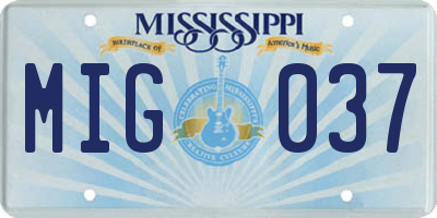 MS license plate MIG037