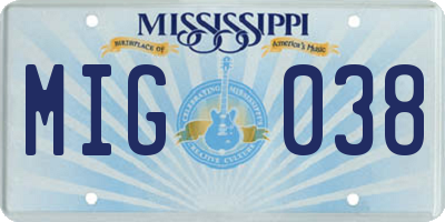 MS license plate MIG038