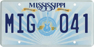 MS license plate MIG041