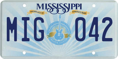 MS license plate MIG042