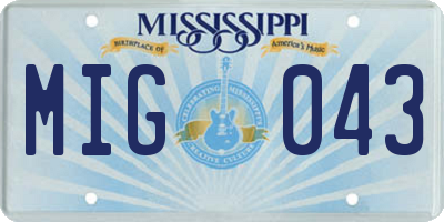 MS license plate MIG043