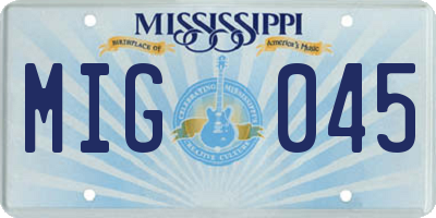 MS license plate MIG045