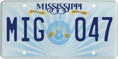 MS license plate MIG047