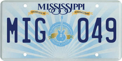 MS license plate MIG049