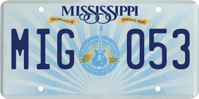 MS license plate MIG053
