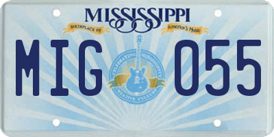 MS license plate MIG055