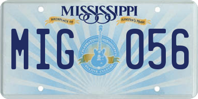 MS license plate MIG056
