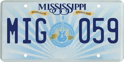 MS license plate MIG059