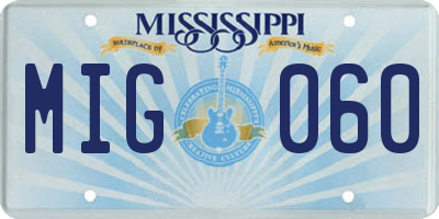 MS license plate MIG060