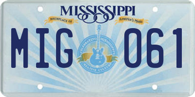 MS license plate MIG061