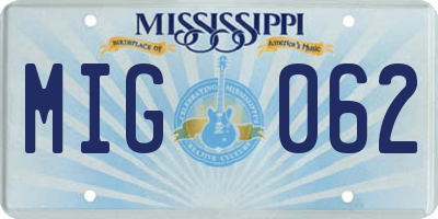 MS license plate MIG062