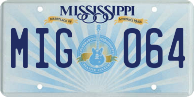 MS license plate MIG064