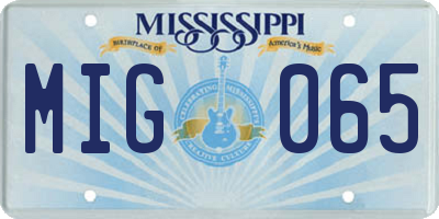 MS license plate MIG065