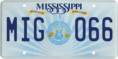 MS license plate MIG066