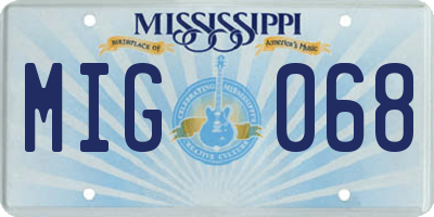 MS license plate MIG068