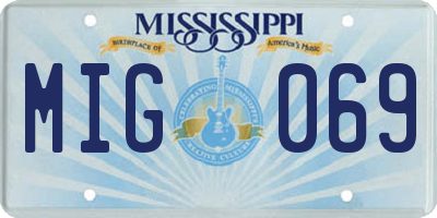 MS license plate MIG069
