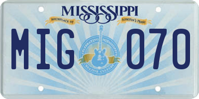 MS license plate MIG070