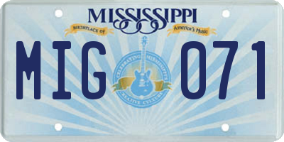 MS license plate MIG071