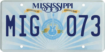 MS license plate MIG073