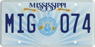 MS license plate MIG074