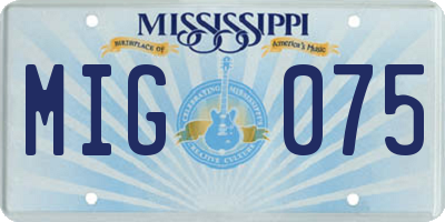 MS license plate MIG075